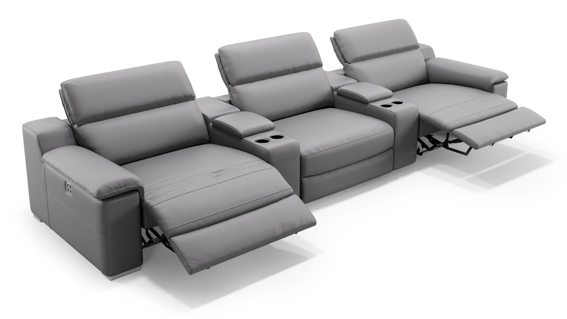 Leder 3-Sitzer Kinosofa mit zwei Mittelkonsolen MACELLO