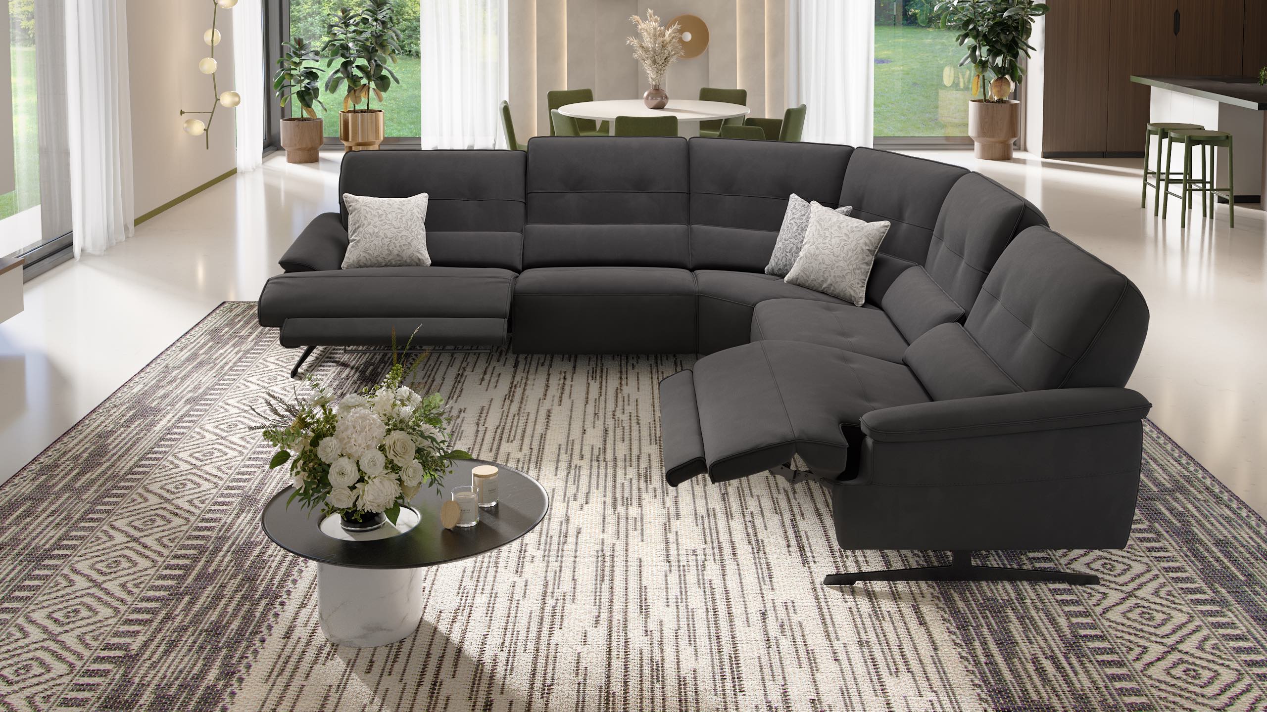 Modernes Relax-Ecksofa Perlo mit Stoff-Bezug | Sofanella