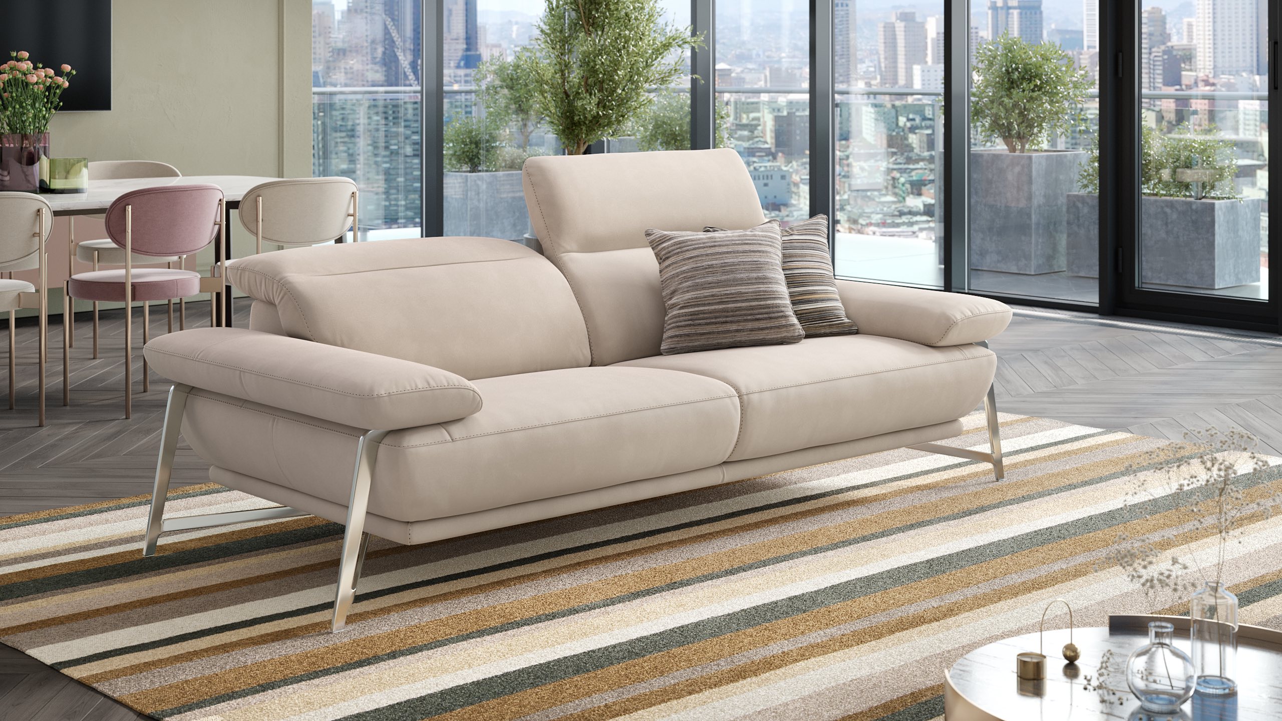 Stoff 3-Sitzer Sofa BIANCO