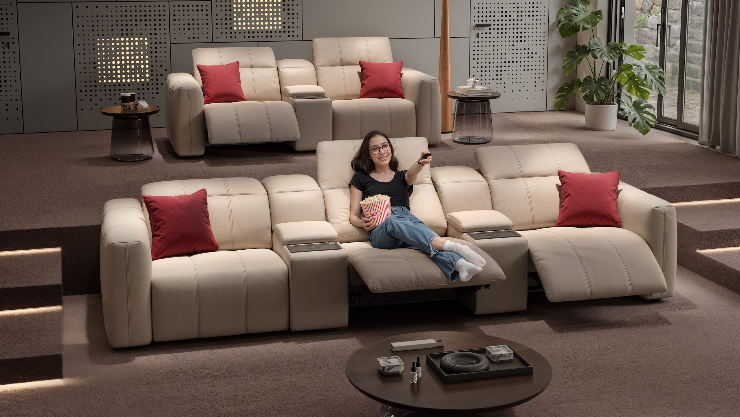 Leder 3-Sitzer Kinosofa FLORIDA