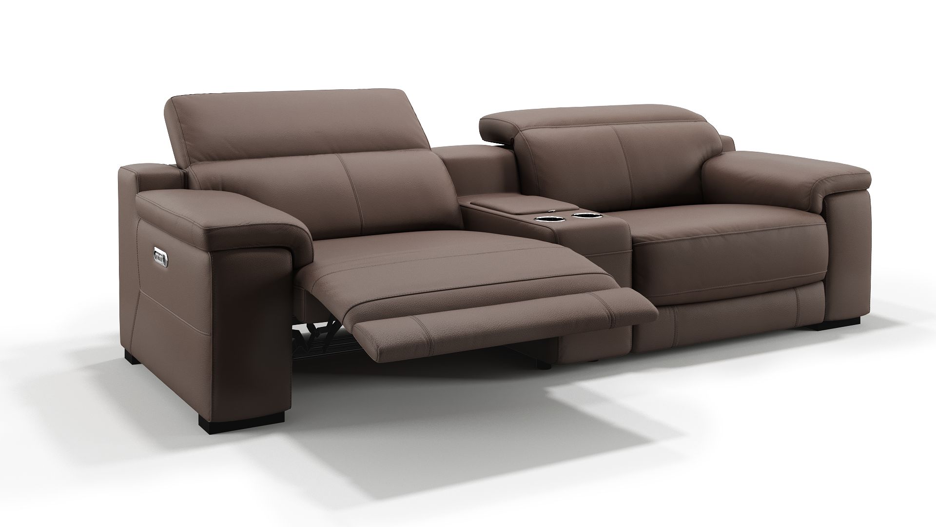Leder 2-Sitzer Kinosofa mit einer Mittelkonsole SORA