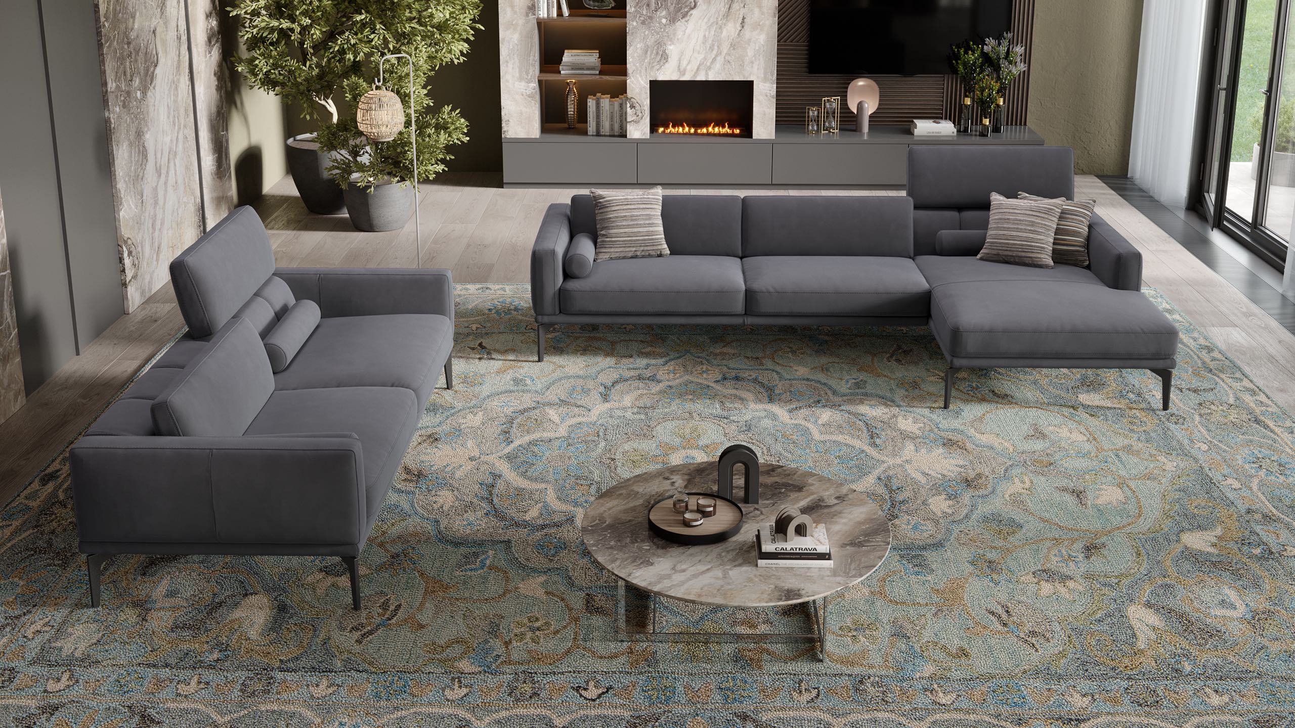 Stoff 3-Sitzer Sofa SALERNO