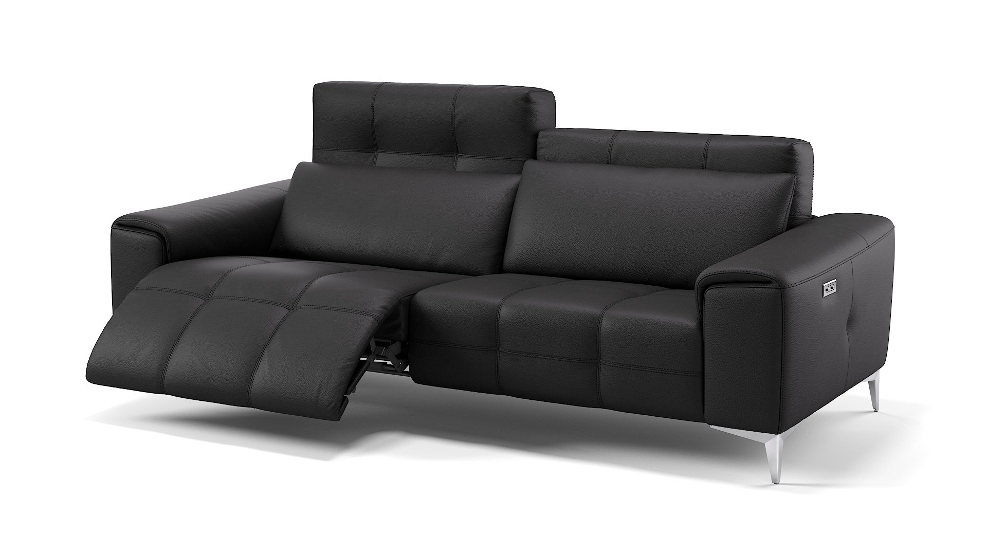 12th Leder Couch Drei-Personen Sofa Puppen Haus Wohnzimmer Möbel schwarz