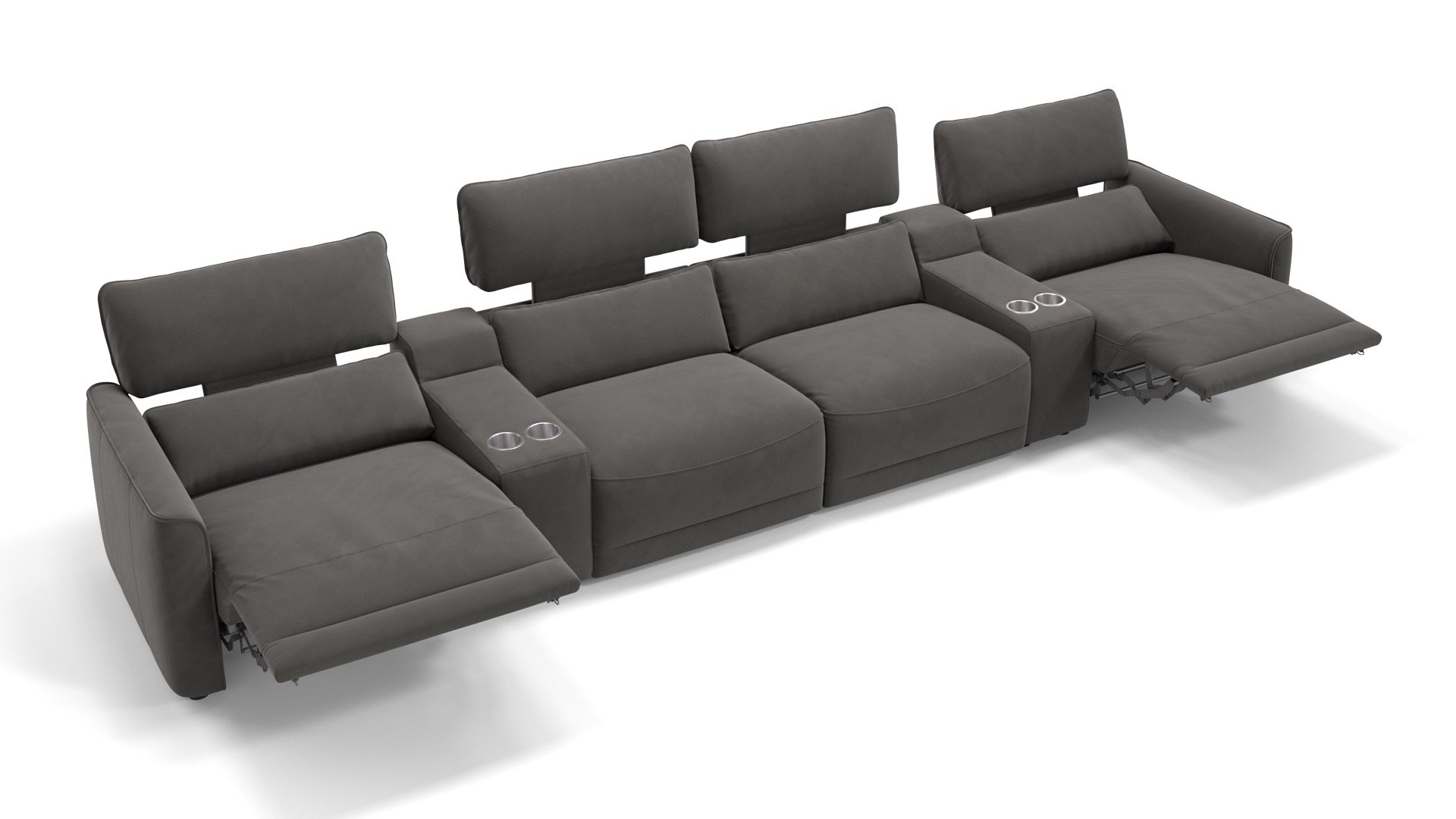 Stoff 4-Sitzer Kinosofa mit zwei Mittelkonsolen GALA