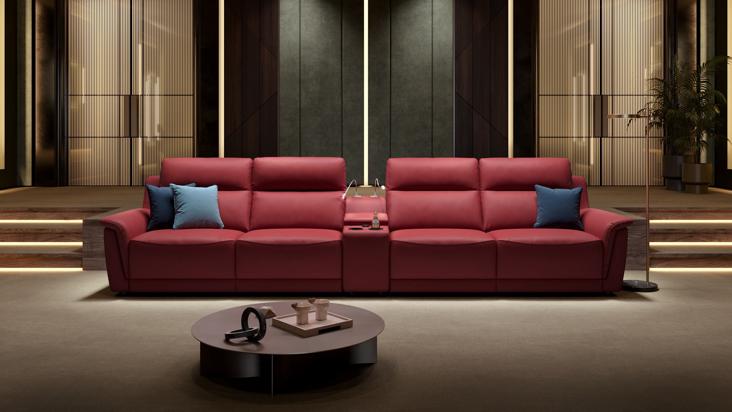 Leder 4-Sitzer Kinosofa mit  Relaxfunktion MALITO