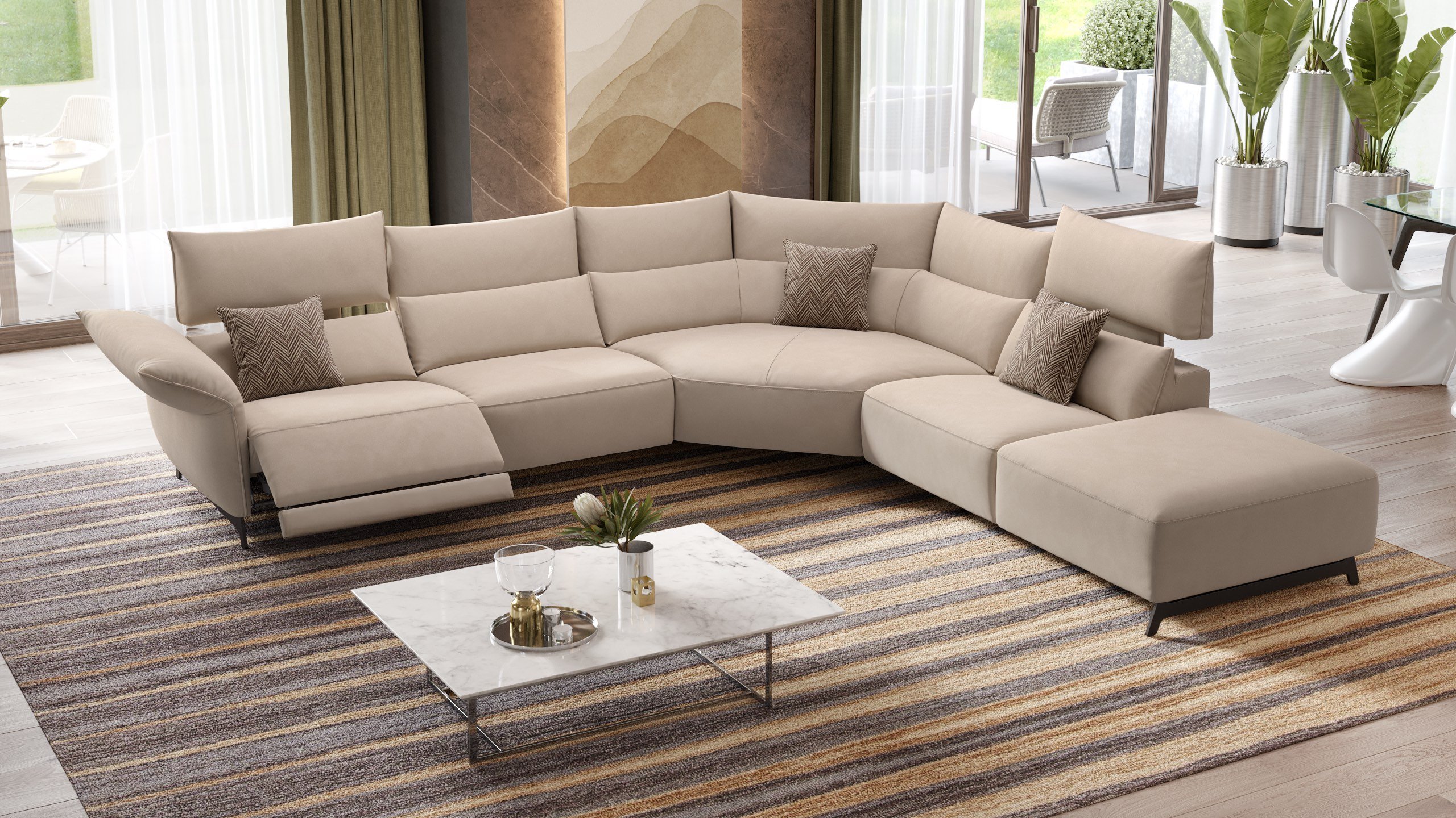 Stoff Ecksofa mit Relaxsitz | Sofanella