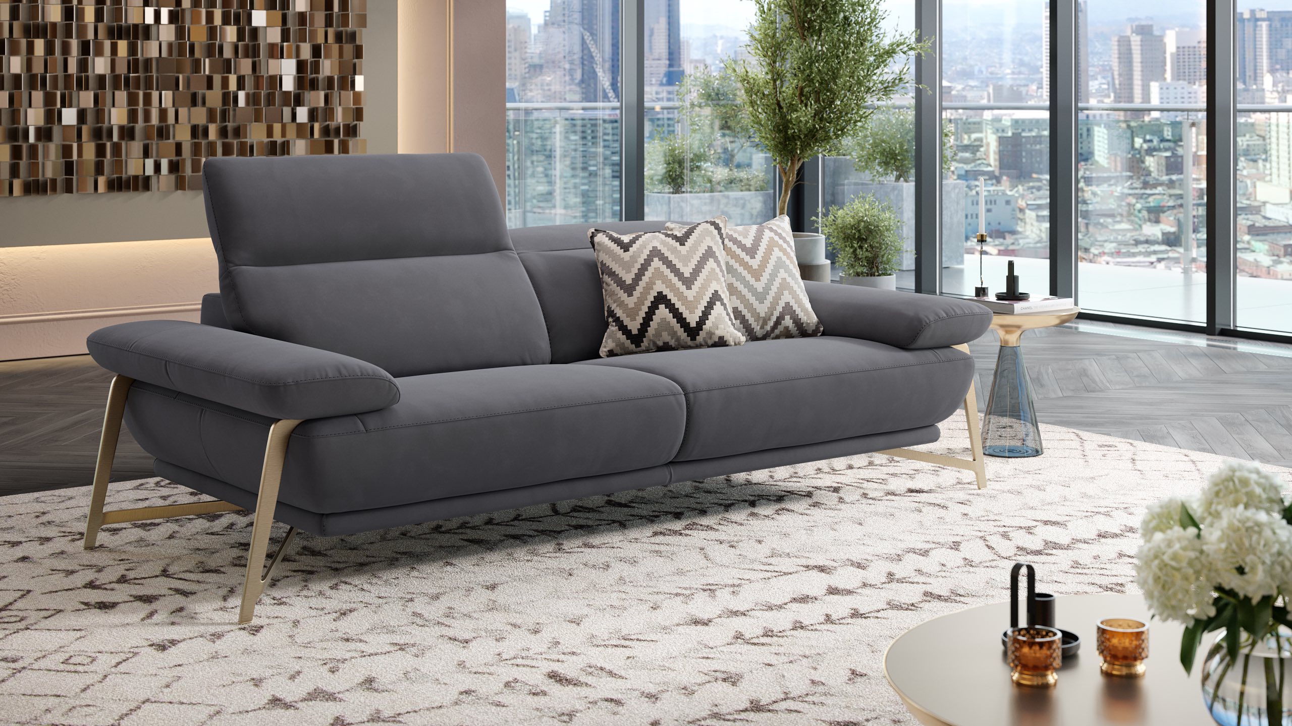 Stoff 3-Sitzer Sofa BIANCO