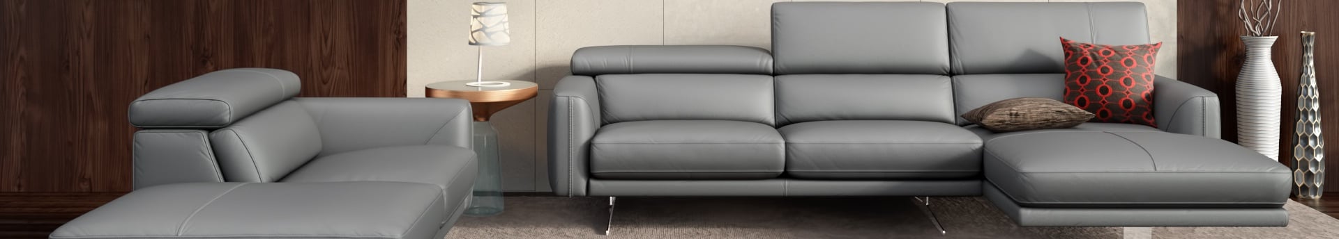 Ecksofa aus Leder mit Relaxfunktion