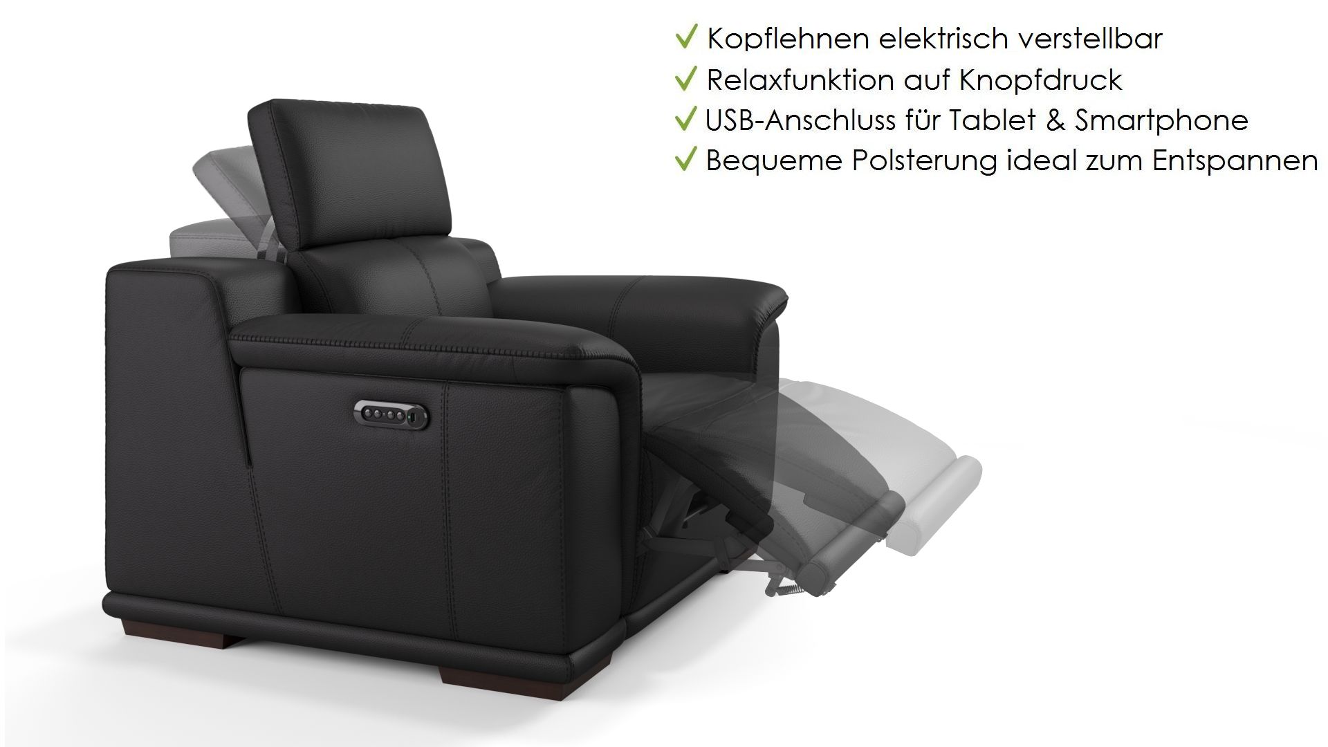 Leder 2-Sitzer Kinosofa mit einer Mittelkonsole MONTEFINO