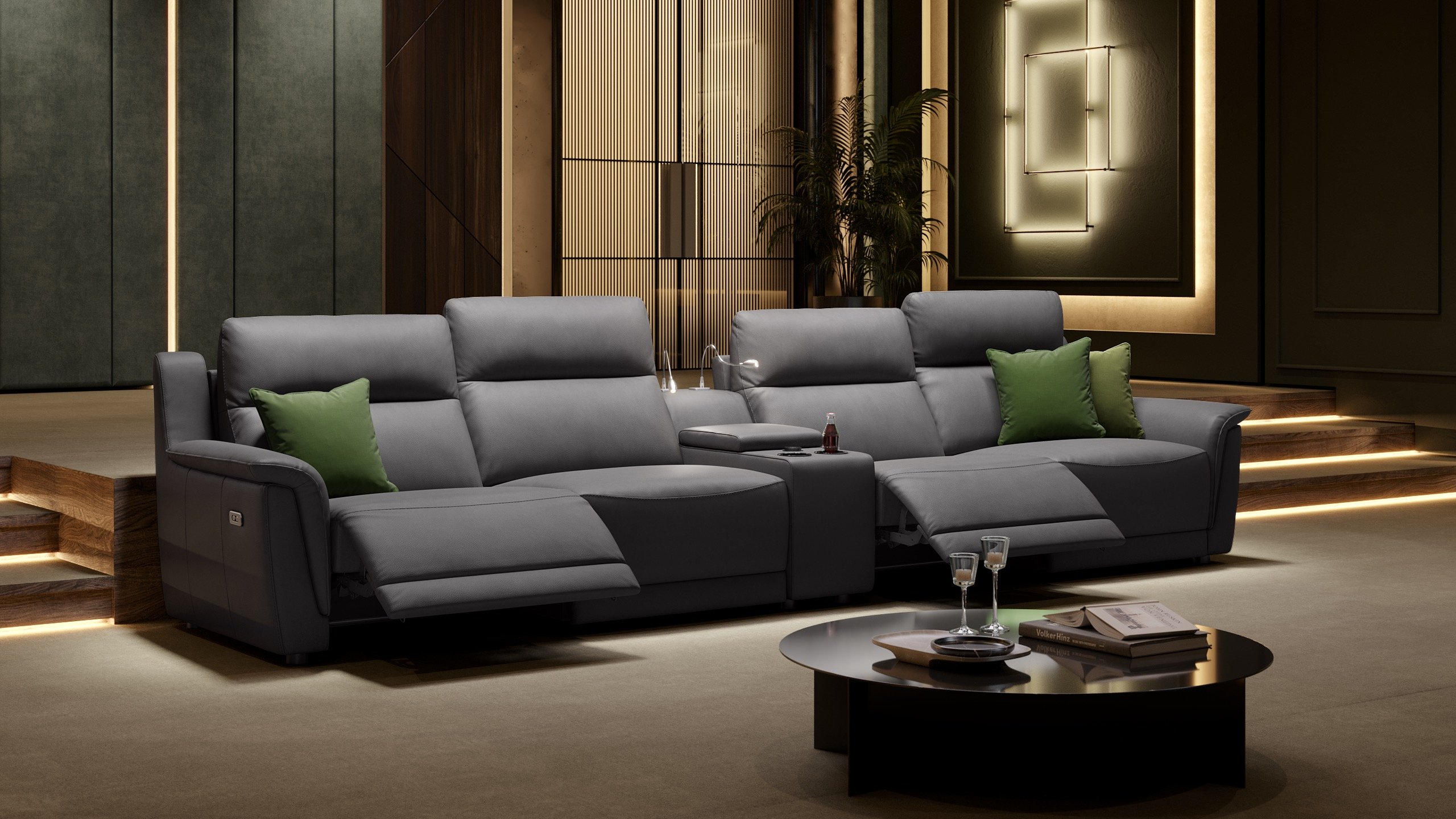 Leder 4-Sitzer Kinosofa mit  Relaxfunktion MALITO
