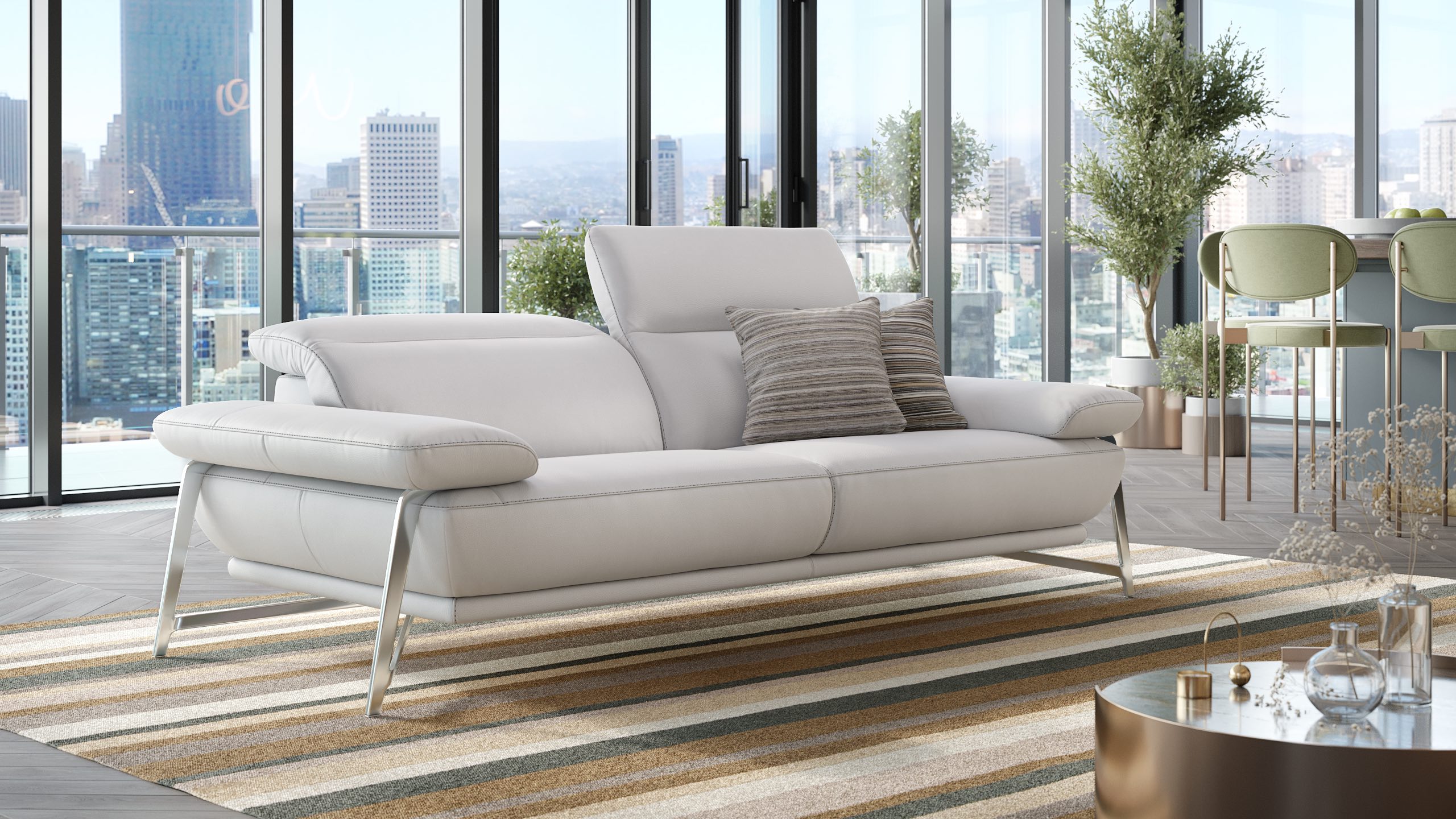 Leder 3-Sitzer Sofa BIANCO