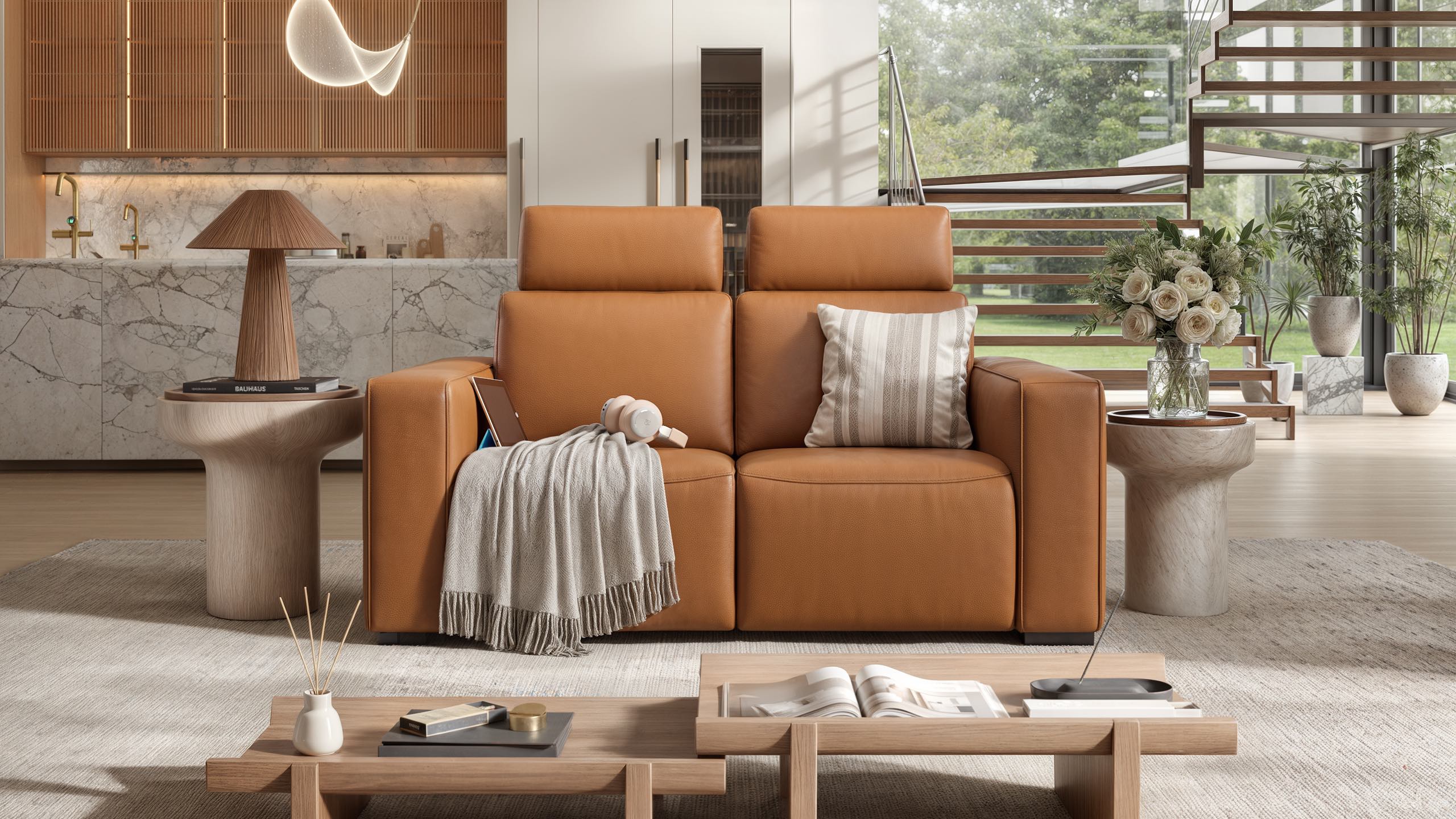 Leder 2-Sitzer Sofa BERGAMO