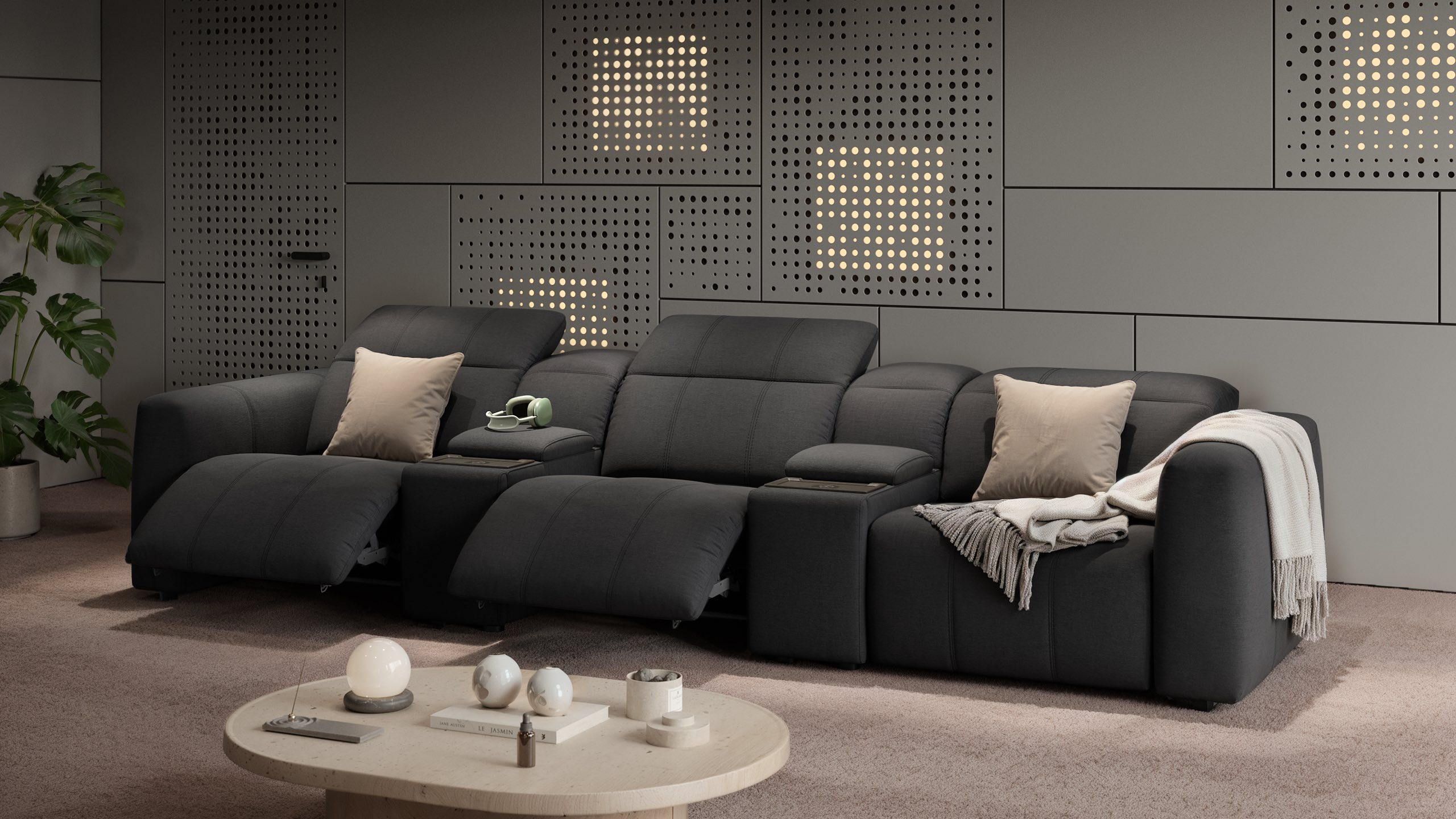 Stoff 3-Sitzer Kinosofa FLORIDA