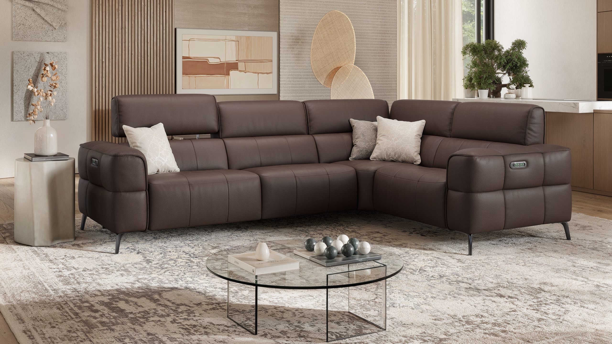 Leder Ecksofa MEZZANO