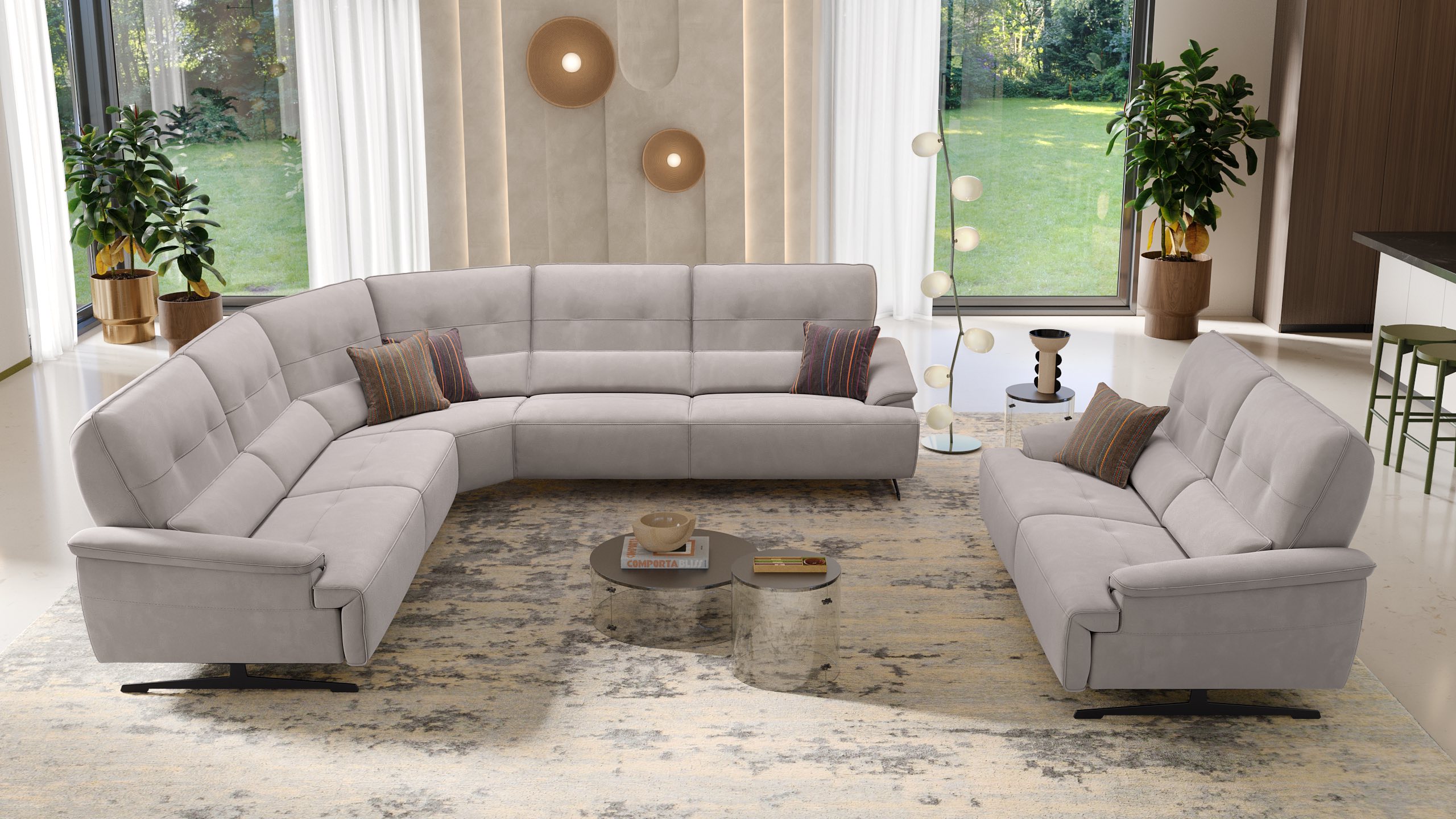 Modernes Relax-Ecksofa Perlo mit Stoff-Bezug | Sofanella