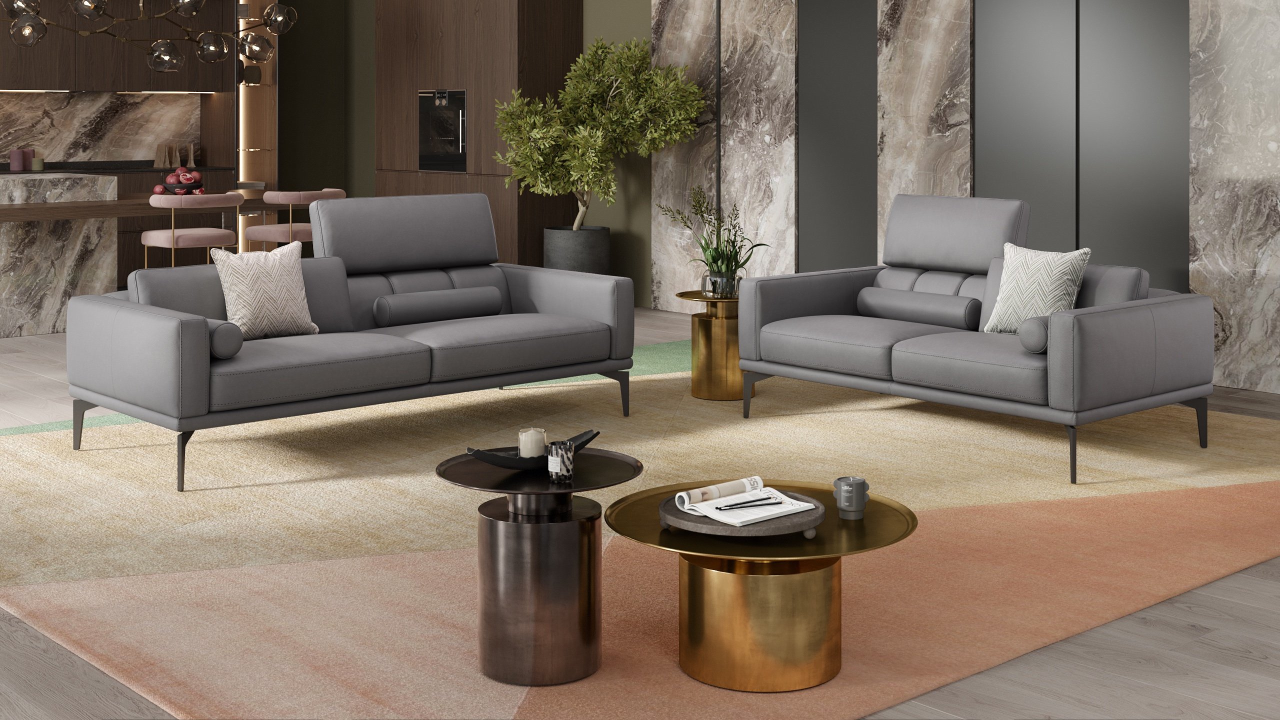 Leder 2-Sitzer Sofa SALERNO