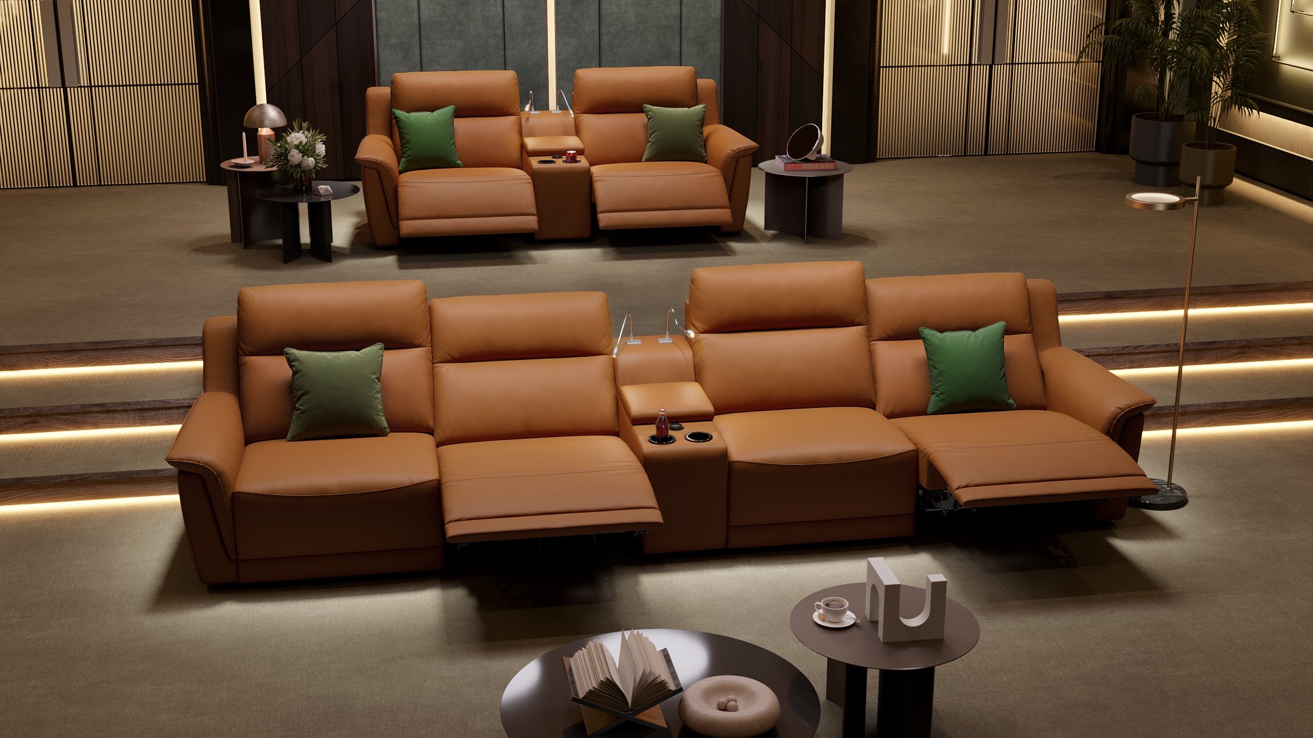 Leder 4-Sitzer Kinosofa mit  Relaxfunktion MALITO