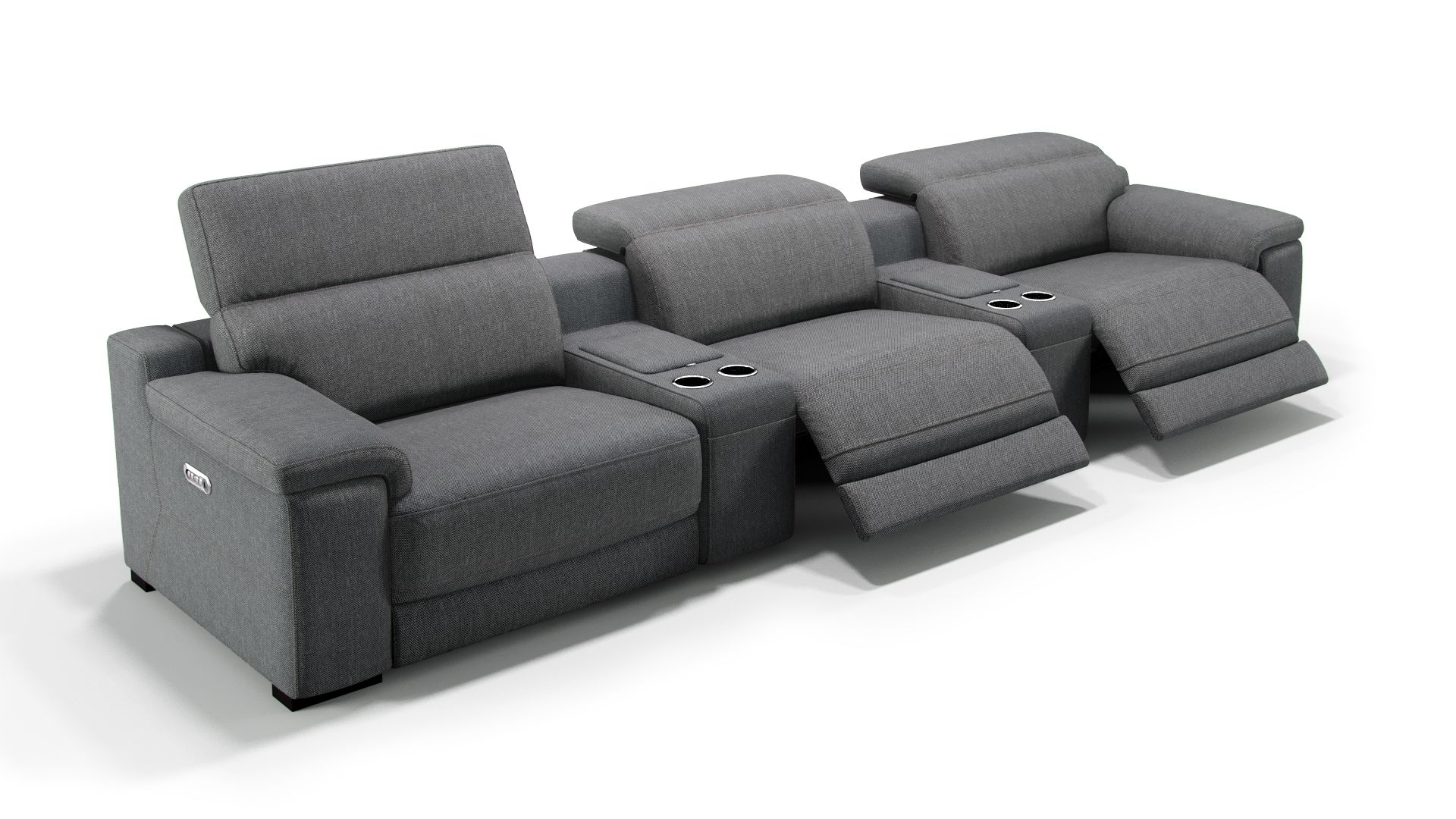 Stoff 3-Sitzer Kinosofa mit zwei Mittelkonsolen SORA