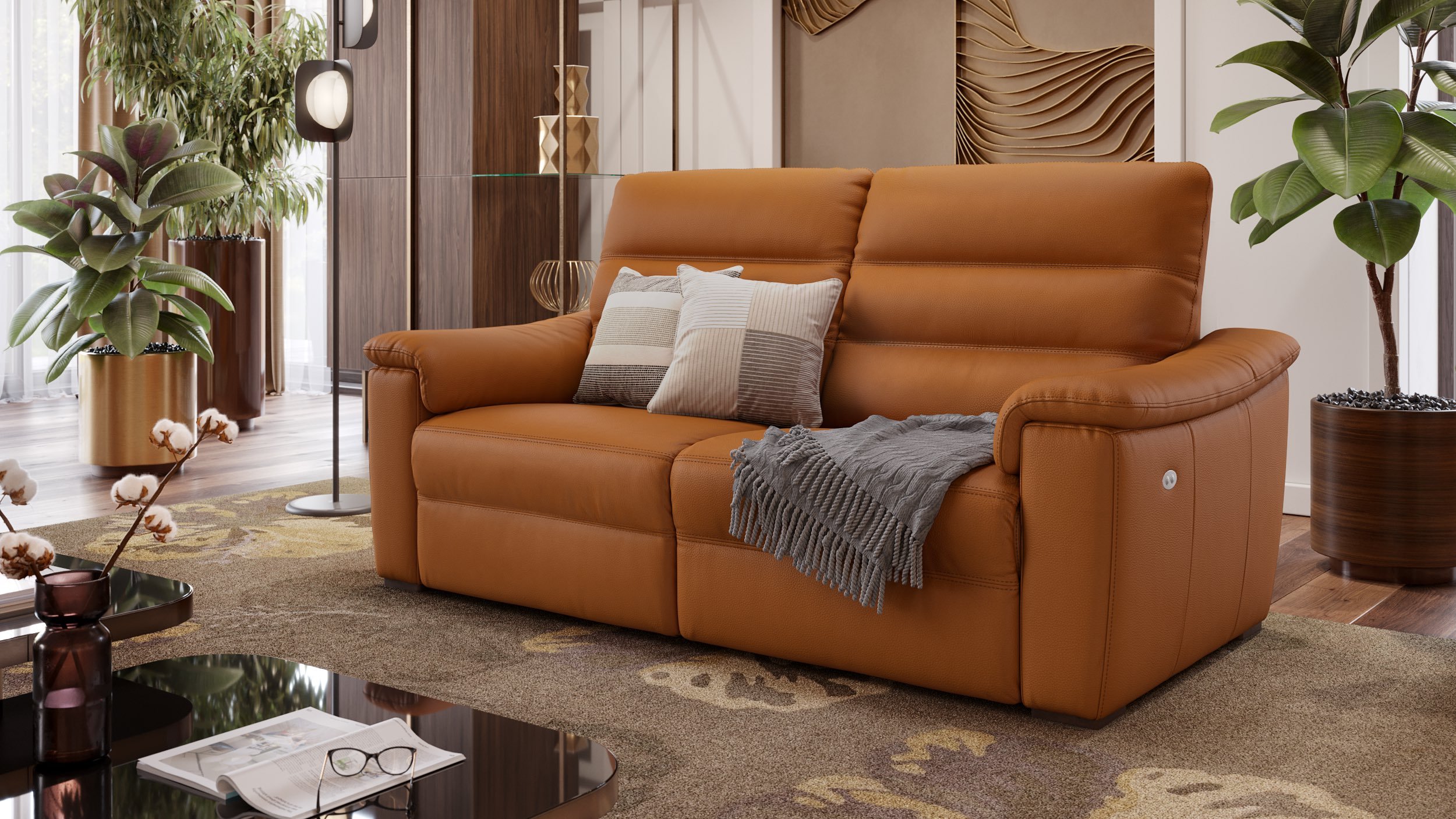 design ledercouch 3-sitzer hohe rückenlehne | sofanella