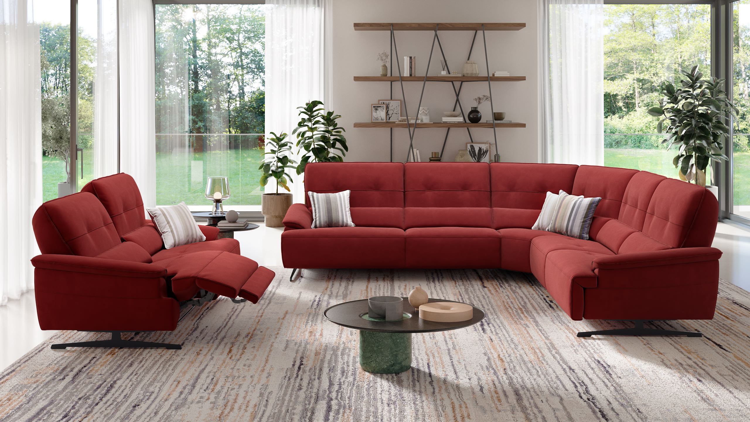 Modernes Relax-Ecksofa Perlo mit Stoff-Bezug | Sofanella