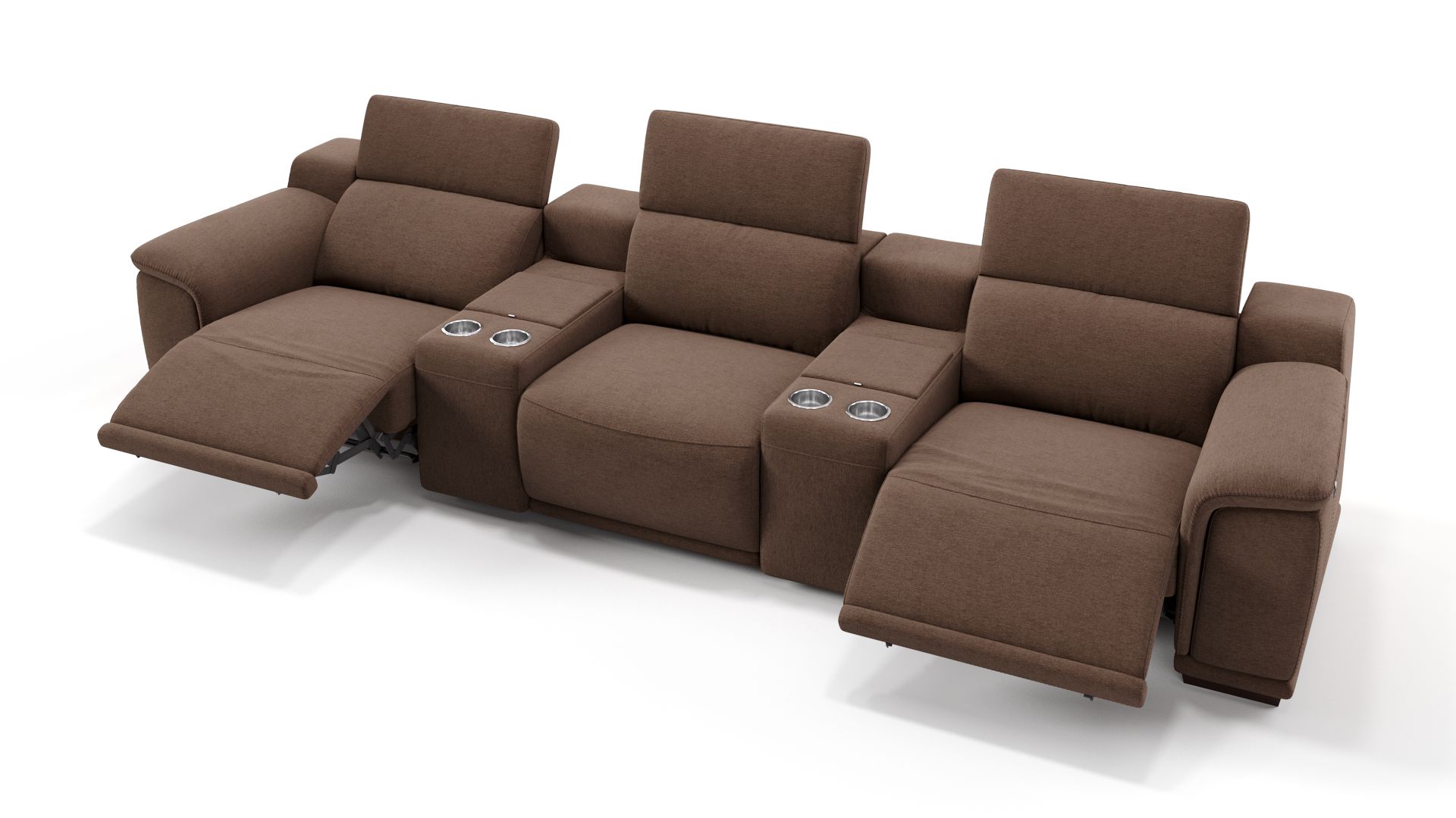 Stoff 3-Sitzer Kinosofa mit zwei Mittelkonsolen MONTEFINO
