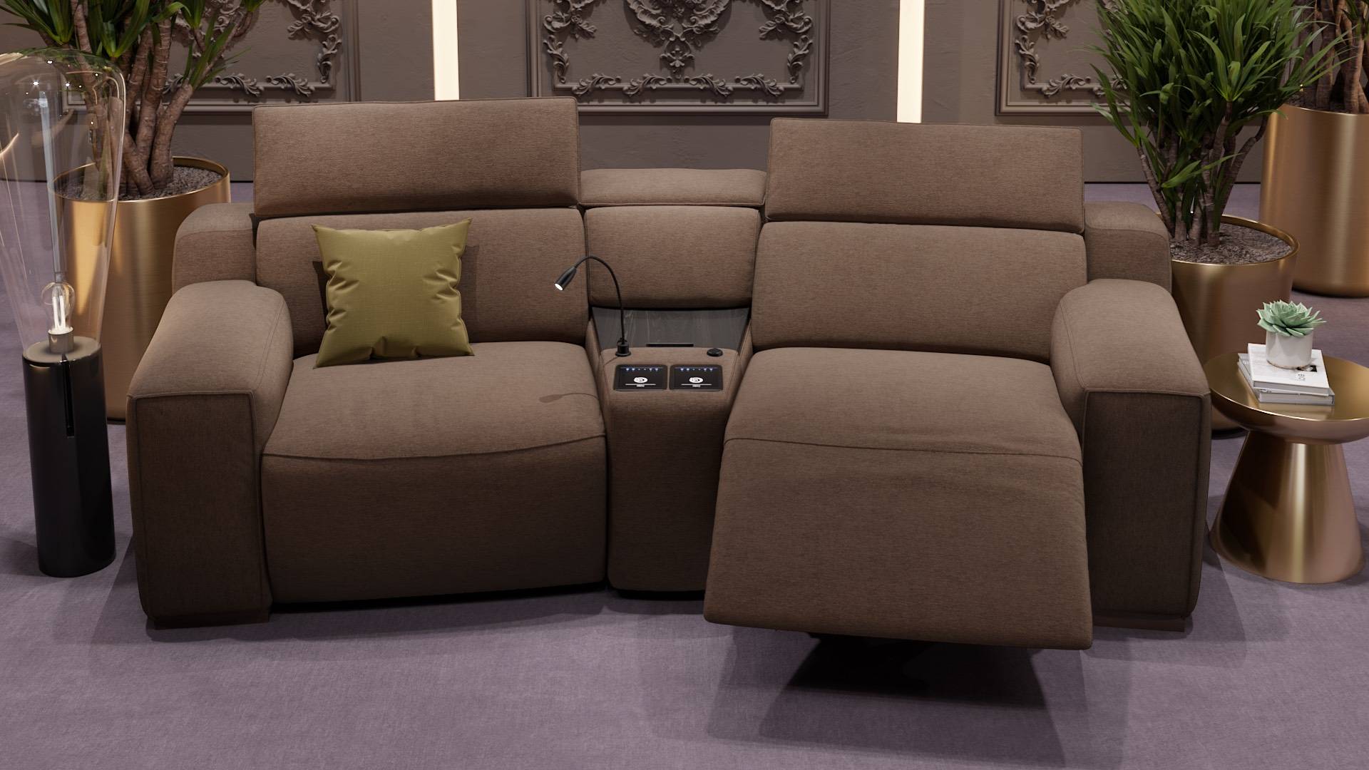 2er Sofa Kinosofa Loreto mit Mittelkonsole Sofanella