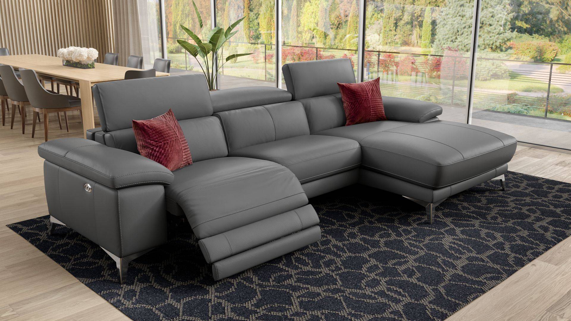 Milano Ecksofa Relaxfunktion in Leder | Sofanella