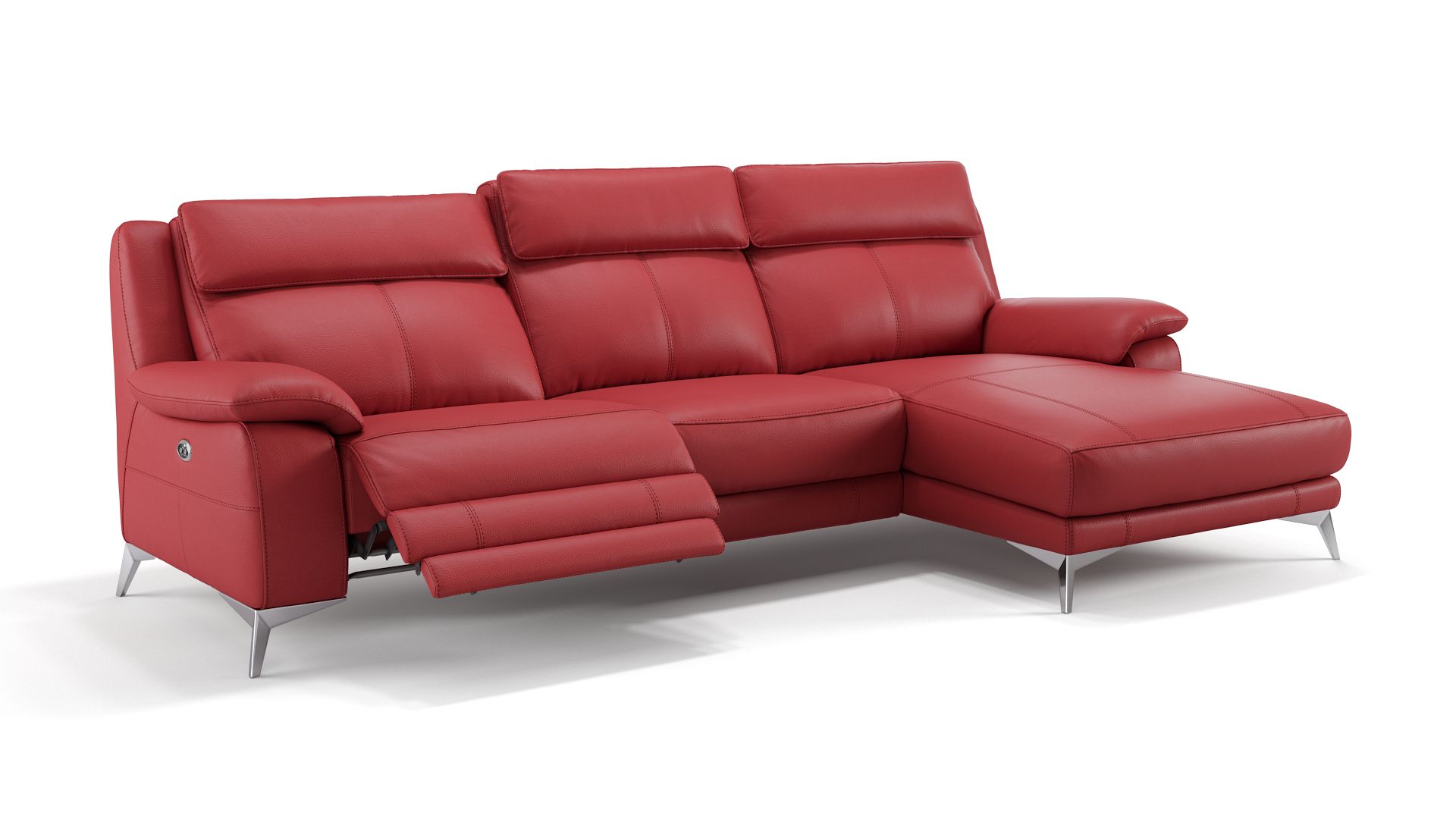 Ecksofa mit elektrischer Relaxfunktion Ledercouch Sofanella