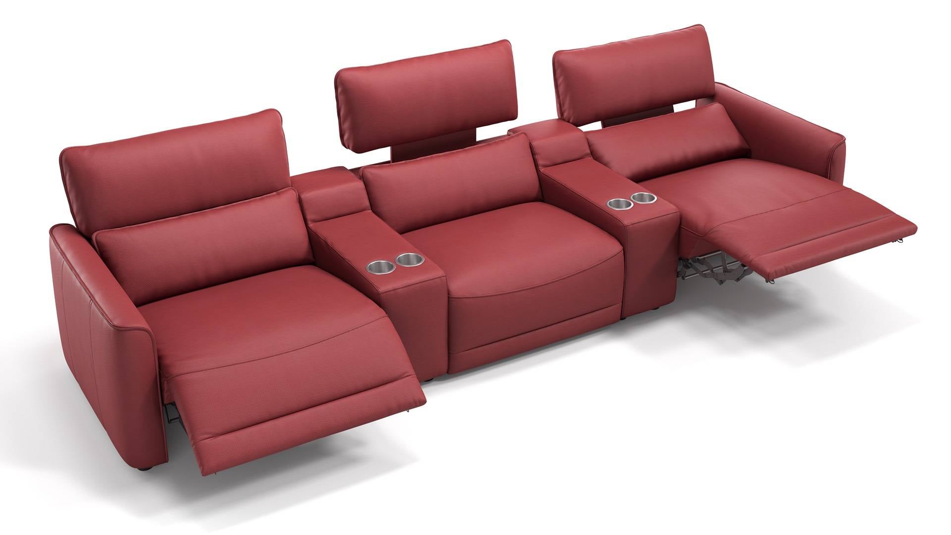 Leder Kinosofa Gala mit 4 Sitzen Sofanella
