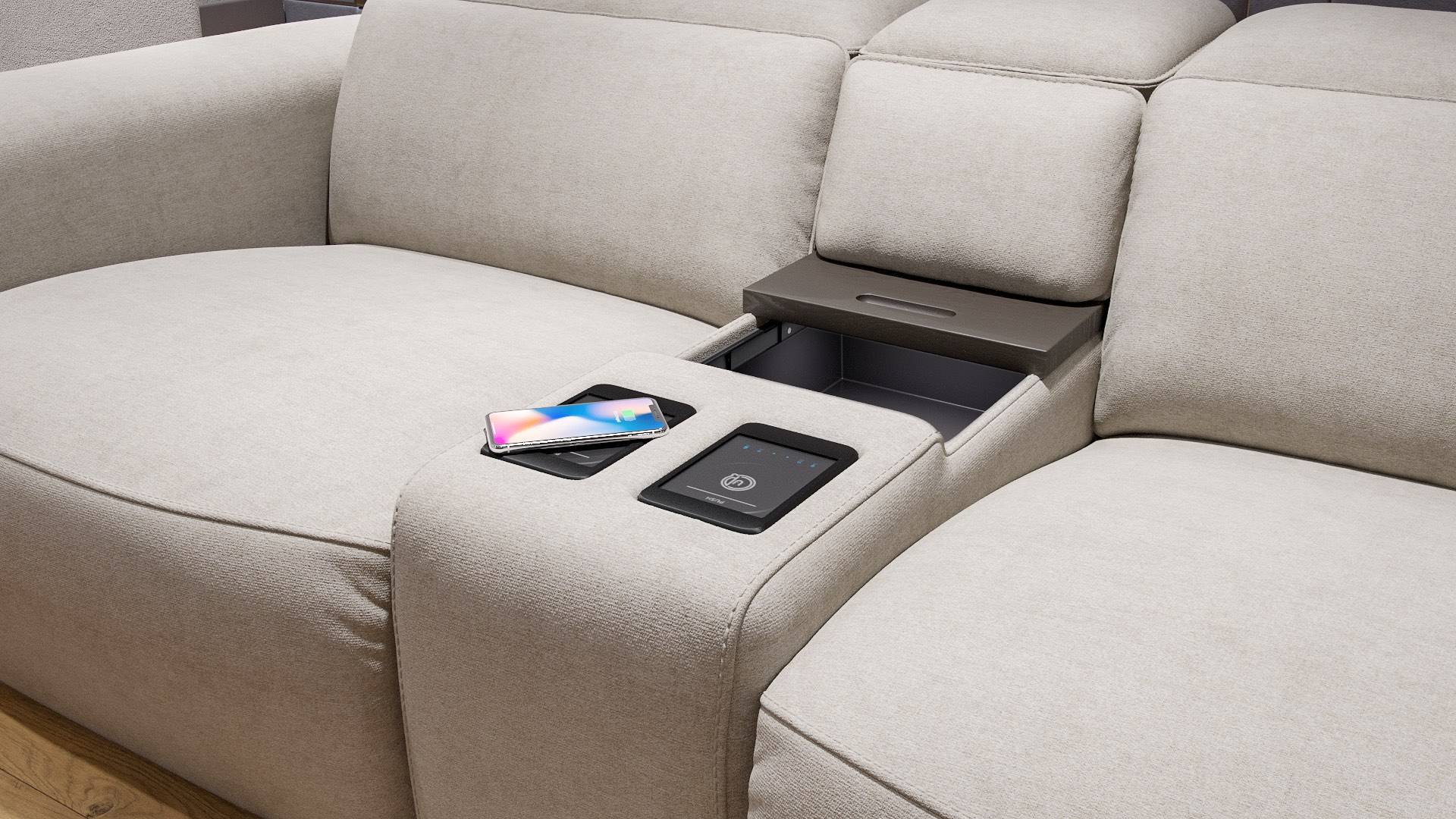 Stoff 2-Sitzer Kinosofa mit einer Mittelkonsole BINETTO