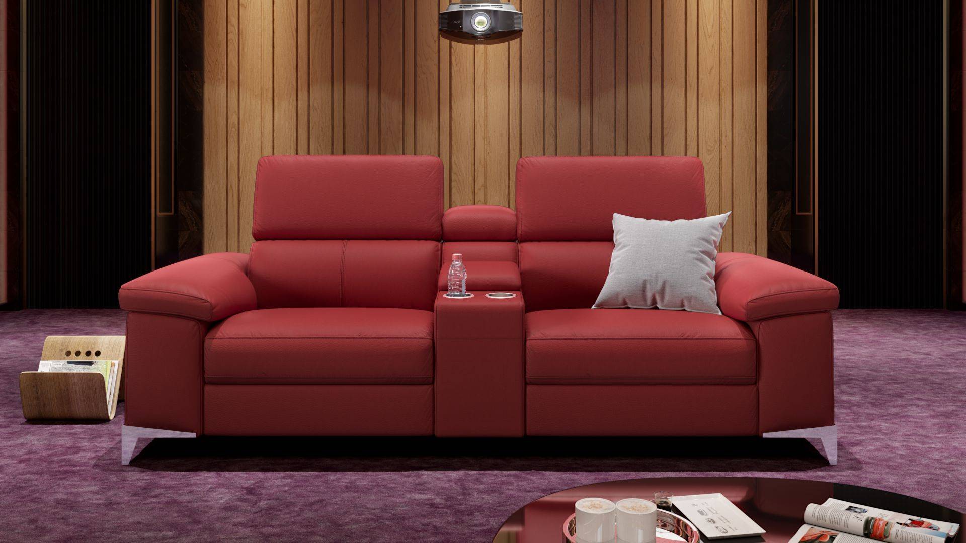 Sitz Bank Couch Wohn Ess Zimmer Sofa 102 cm Holz Gestell Stoff Überzug Rot