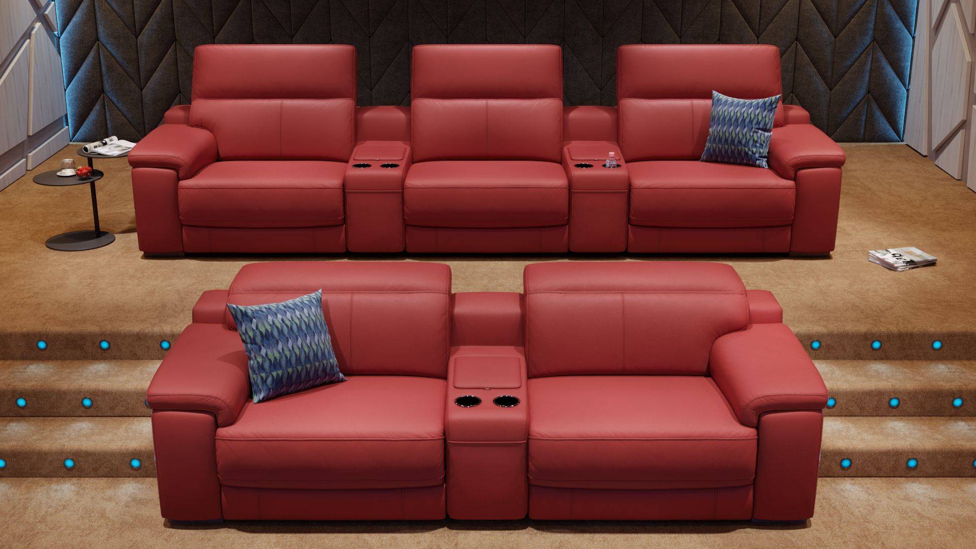 Leder 3Sitzer Sofa Sora Heimkino Couch Sofanella