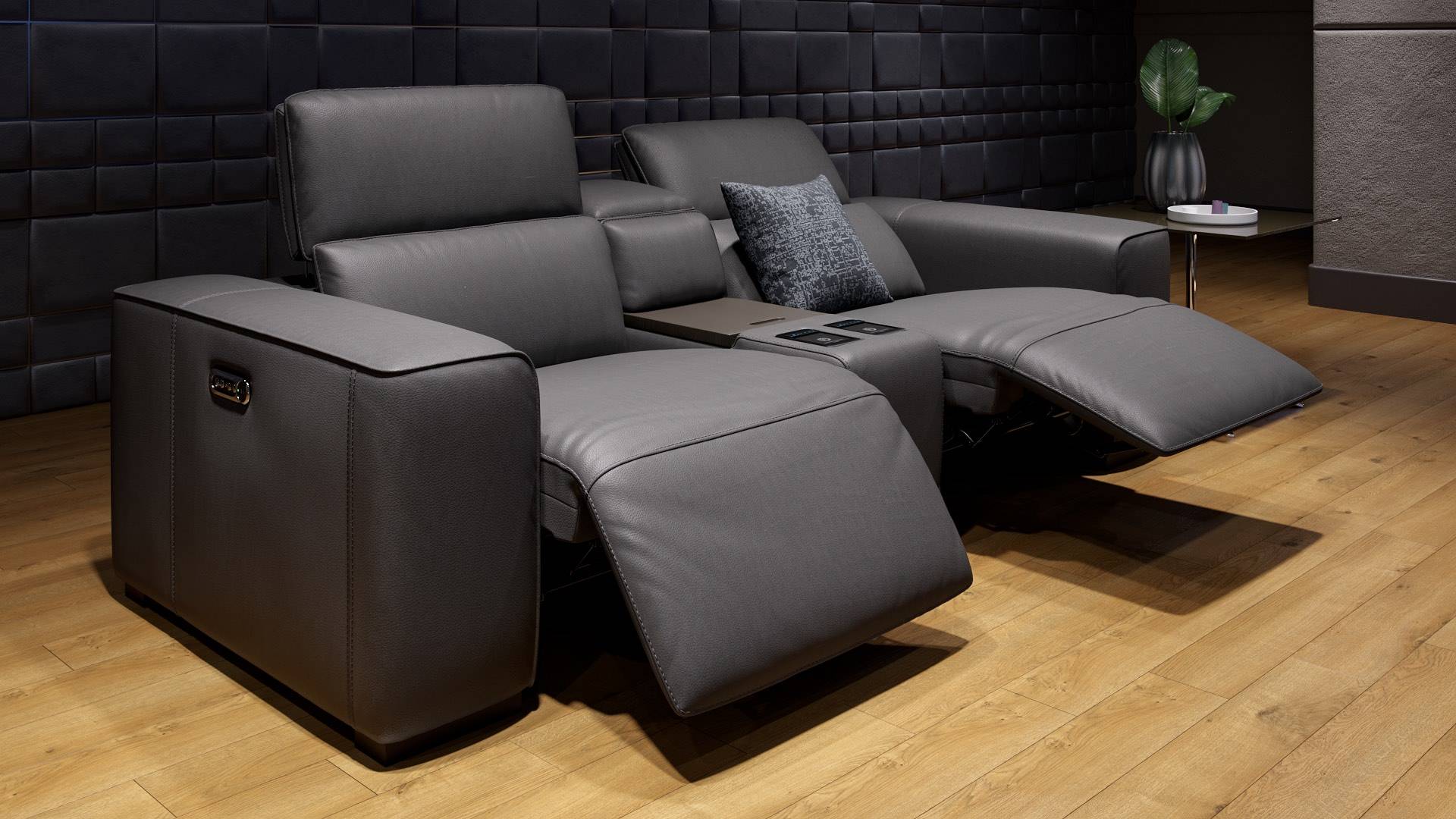 Kinositze in Rindsleder 2Sitzer Ledersofa Sofanella