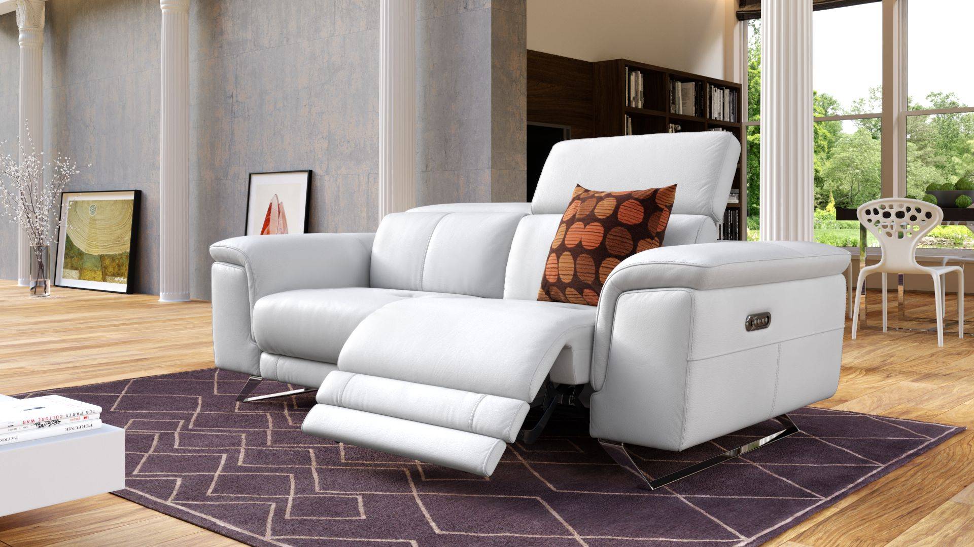 Relaxsofa Leder elektrisch verstellbar Sofanella